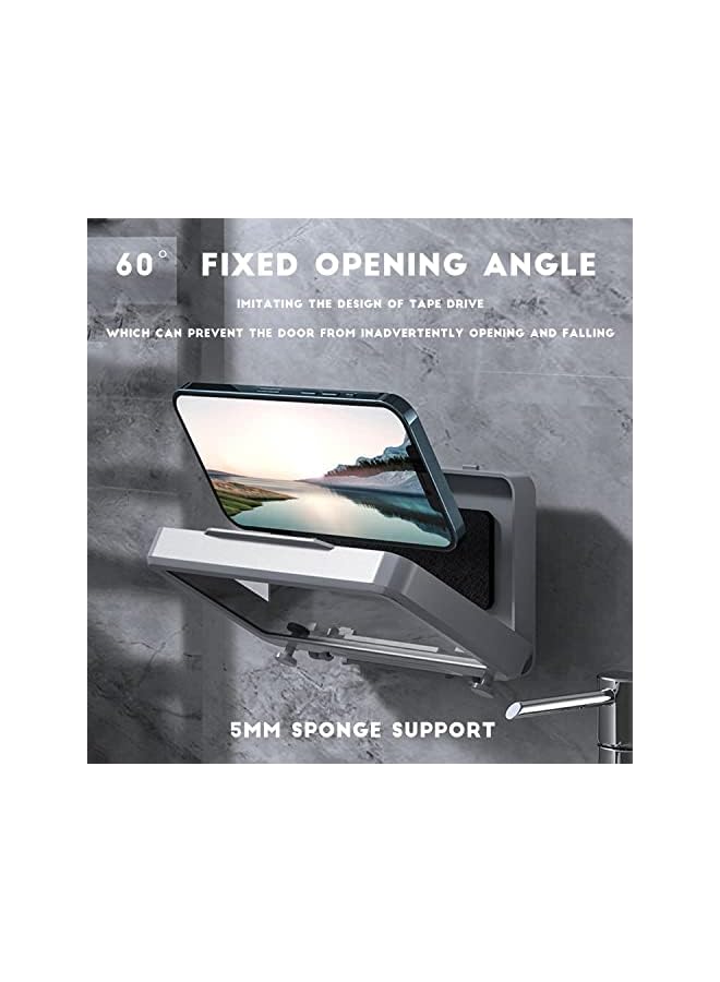 Green Tiger Shower Phone Holder Waterproof Wall Mounted, Holder 360° Rotation Anti Fog Touch Screen for Bathroom Shower Kitchen Make up Compatible with Mobile Phones Under 6.8 inches-Grey - Image 4