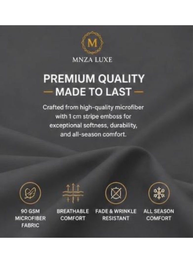 طقم ملاءة سرير مطاطية سادة من الألياف الدقيقة من MNZA LUXE، ملاءة مطاطية واحدة + غطاءا وسادة | ناعم للغاية، قابل للتهوية، مقاوم للتجاعيد | رمادي داكن - Image 5
