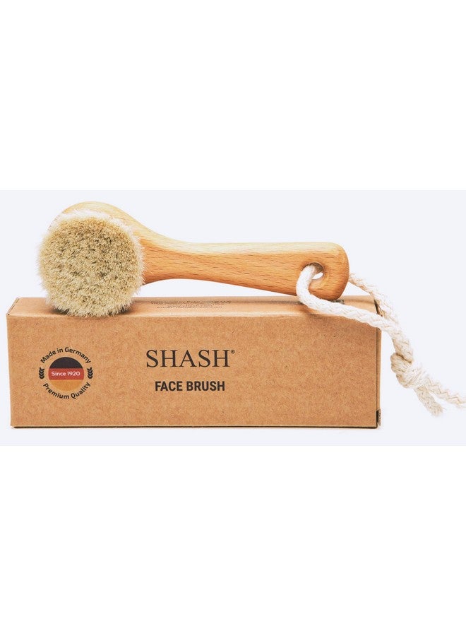 SHASH فرشاة تقشير الوجه المستدامة المصنوعة يدويًا في ألمانيا منذ عام 1869 فرشاة تنظيف وتقشير البشرة للمساعدة في تقليل التقشر والخطوط الدقيقة وتدعم البشرة المتوهجة (شعيرات شعر الخيل المتوسطة) - Image 1