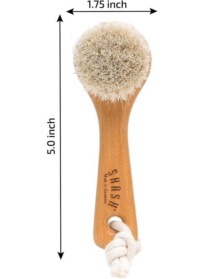 SHASH فرشاة تقشير الوجه المستدامة المصنوعة يدويًا في ألمانيا منذ عام 1869 فرشاة تنظيف وتقشير البشرة للمساعدة في تقليل التقشر والخطوط الدقيقة وتدعم البشرة المتوهجة (شعيرات شعر الخيل المتوسطة) - Image 3