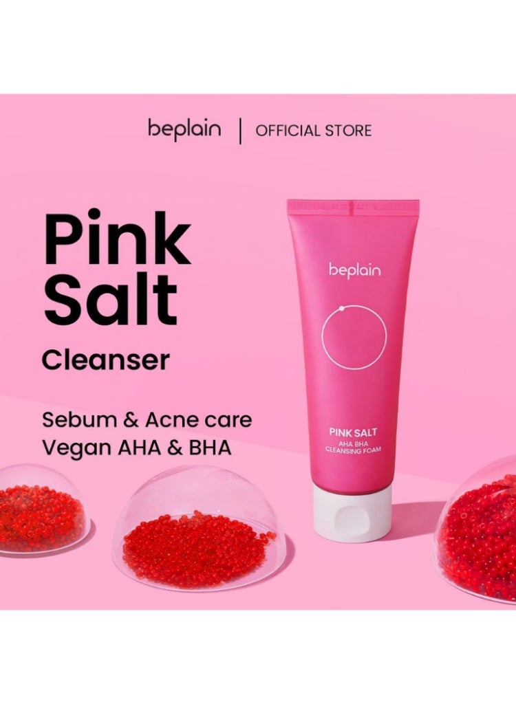 beplain Pink Salt AHA BHA Cleansing Foam 120ml – Korean Exfoliating Face Wash for Deep Pore Cleansing, Sebum Control & Smooth Skin - Image 2