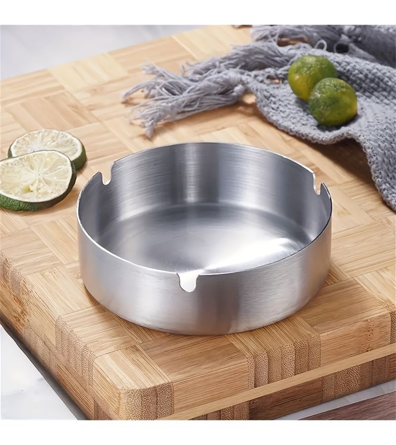 3pcs Silvery Stainless Steel Ashtrays Heavy Duty Metal Construction Modern Circular Tray For Cigars Cigarettes Home Office Bar Patio Indoor Outdoor Use Easy To Clean Elegant Tabletop Decor Ideal Gift For Smokers Art Deco Style Bar Accessories Cigarette Holder - Image 5