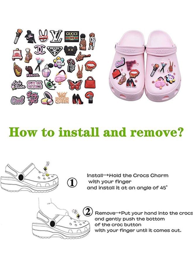 32 Pcs Shoe Charms Crocs Charms for Girls Pins ​PVC Bracelet Wristband Cool Bad Bunny Croc Charms for Men Women Kids Girl Teenagers Buckle Party Favors Birthday Gifts