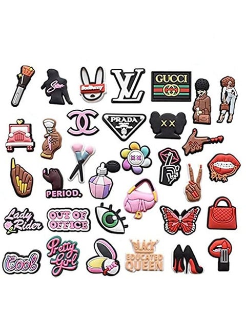 32 Pcs Shoe Charms Crocs Charms for Girls Pins ​PVC Bracelet Wristband Cool Bad Bunny Croc Charms for Men Women Kids Girl Teenagers Buckle Party Favors Birthday Gifts