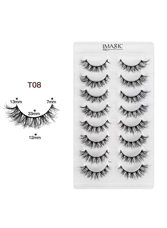 IMAGIC 8-Pair 3D False Eyelashes – Natural & Dramatic Volume, Lightweight Reusable Lashes, Soft Wispy Handmade Lashes for Daily Wear & Party Makeup (T08) - Image 5