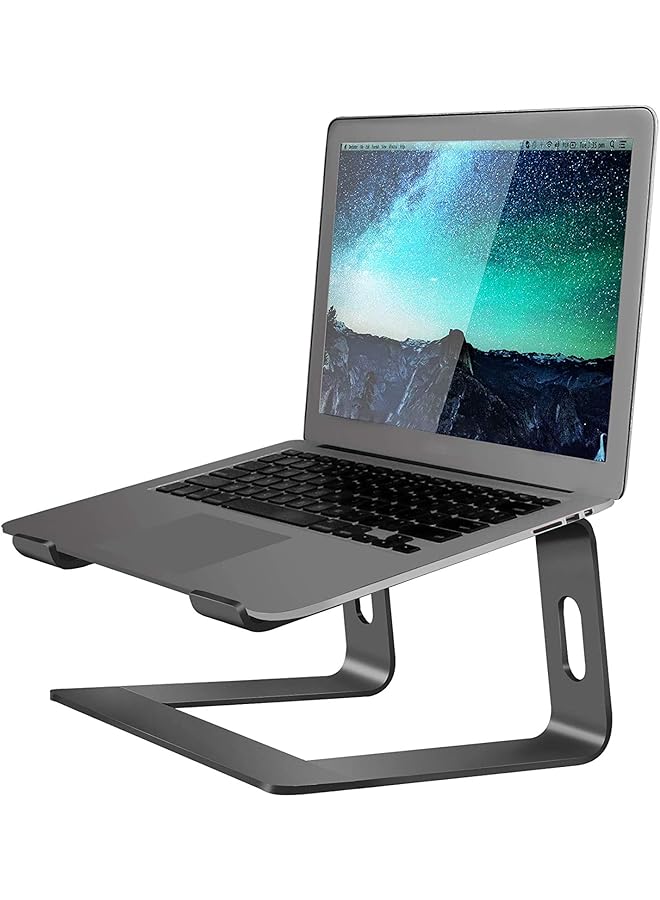 SMILEE Laptop Stand For Desk Aluminum Laptop Riser Adjustable Notebook Holder For 10 15.6 Inch Laptops Ergonomic Laptop Elevator Black - Image 1