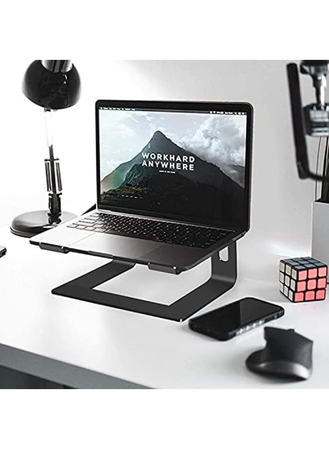 SMILEE Laptop Stand For Desk Aluminum Laptop Riser Adjustable Notebook Holder For 10 15.6 Inch Laptops Ergonomic Laptop Elevator Black - Image 2