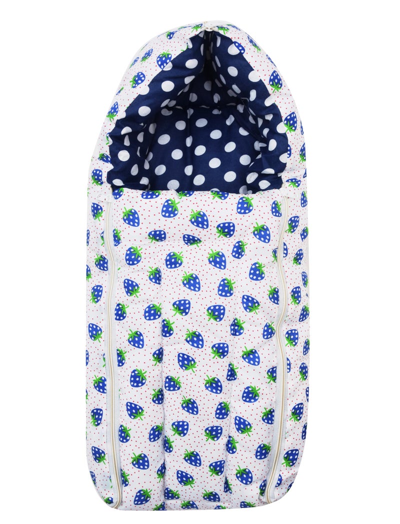 RRC RRRC Soft Cotton Baby Sleeping Bag & Carry Nest 3-in-1 Set | Travel-Friendly, Skin-Friendly, Cozy & Secure | 0-3 Months | Blue - Image 1