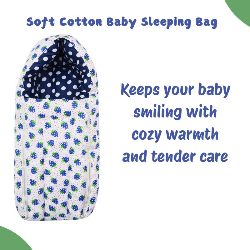 RRC RRRC Soft Cotton Baby Sleeping Bag & Carry Nest 3-in-1 Set | Travel-Friendly, Skin-Friendly, Cozy & Secure | 0-3 Months | Blue - Image 5