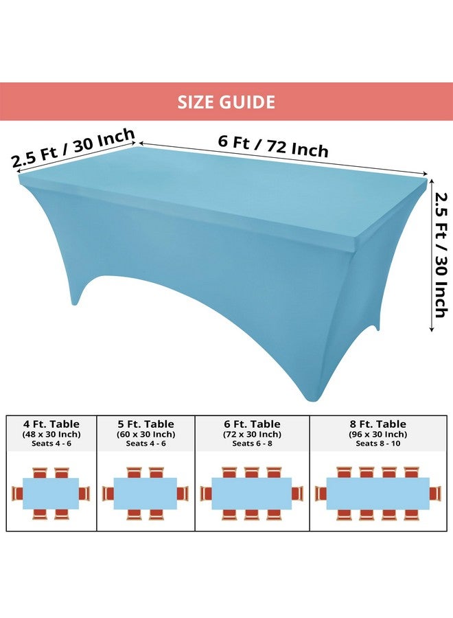 Utopia Kitchen Spandex Tablecloth 2 Pack [6FT, Blue Mist] Tight, Fitted, Washable and Wrinkle Resistant Stretch Rectangular Patio Table Cover for Event, Wedding, Banquet & Parties [72Lx30Wx30H Inch] - Image 2