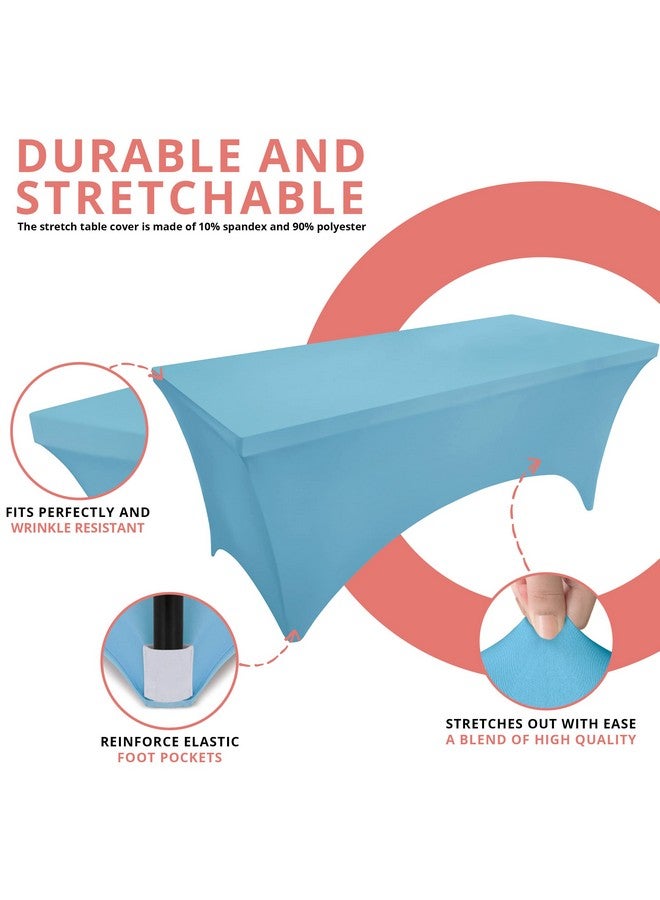 Utopia Kitchen Spandex Tablecloth 2 Pack [6FT, Blue Mist] Tight, Fitted, Washable and Wrinkle Resistant Stretch Rectangular Patio Table Cover for Event, Wedding, Banquet & Parties [72Lx30Wx30H Inch] - Image 5