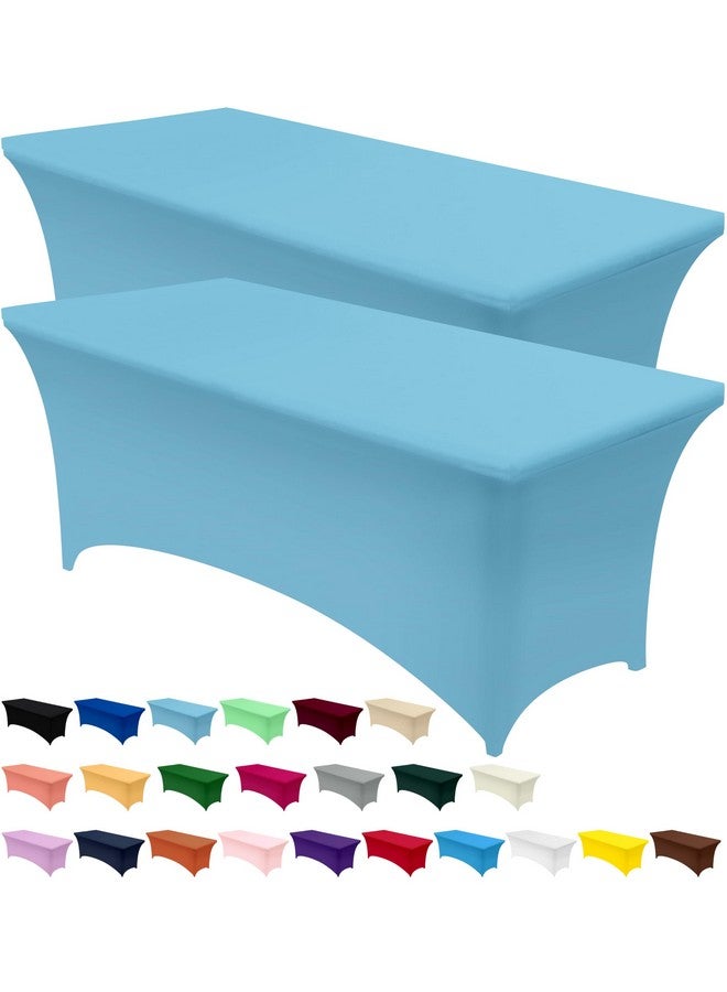 Utopia Kitchen Spandex Tablecloth 2 Pack [6FT, Blue Mist] Tight, Fitted, Washable and Wrinkle Resistant Stretch Rectangular Patio Table Cover for Event, Wedding, Banquet & Parties [72Lx30Wx30H Inch] - Image 1