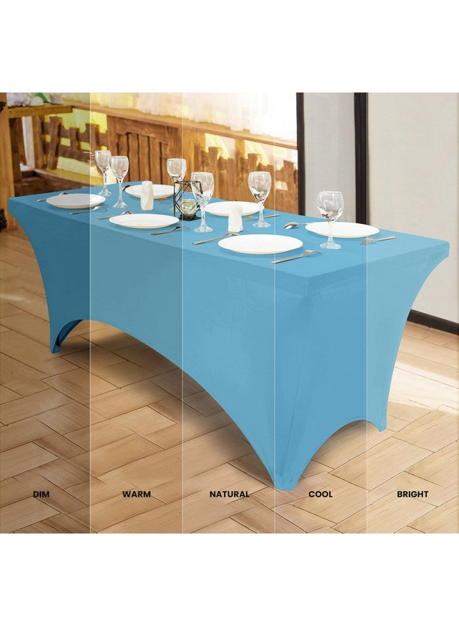 Utopia Kitchen Spandex Tablecloth 2 Pack [6FT, Blue Mist] Tight, Fitted, Washable and Wrinkle Resistant Stretch Rectangular Patio Table Cover for Event, Wedding, Banquet & Parties [72Lx30Wx30H Inch] - Image 4