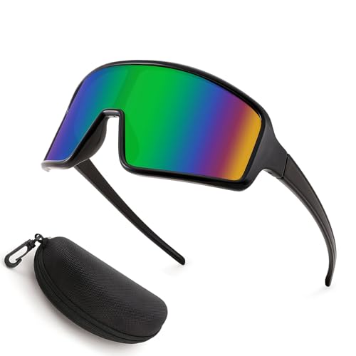 Karsaer Rectangular Shape Sports Non-Polarized Sunglasses Cycling Glasses Men Baseball Softball Sunglasses Unisex For Adult Youth B5082, Multicolor - Image 1