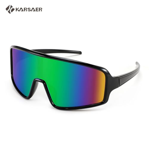 Karsaer Rectangular Shape Sports Non-Polarized Sunglasses Cycling Glasses Men Baseball Softball Sunglasses Unisex For Adult Youth B5082, Multicolor - Image 3