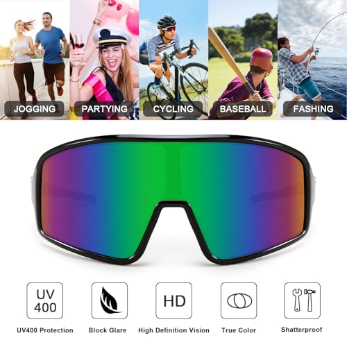 Karsaer Rectangular Shape Sports Non-Polarized Sunglasses Cycling Glasses Men Baseball Softball Sunglasses Unisex For Adult Youth B5082, Multicolor - Image 4
