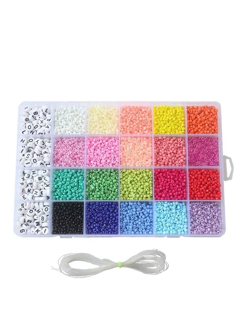 OASIS-TH Seed Beads, 3300 Letter Beads, And Pony Beads, 24-Grid Bead Kit Set, Rope Mini Seed Beads Set For Jewelry Making Bracelet Beads Finding Diy Crafts Beading Needles For Jewelry Bracelet Making - Image 1