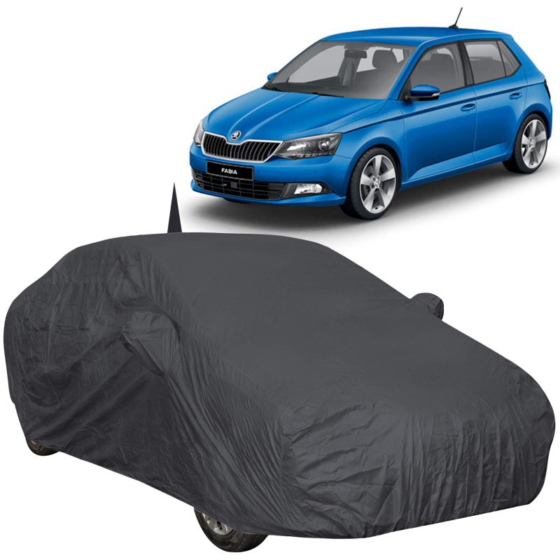 The Autostory 190 Taffeta Water Resistant Car Body Cover Compatible with Skoda Fabia with Mirror & Antenna Pockets (Grey/Navy Blue) - Image 5