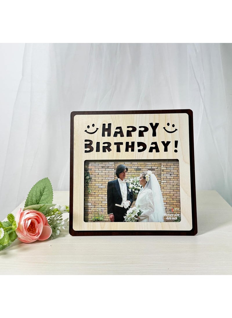 Art Street Art Street MDF Table Photo Frame With Happy Birthday Engraved, Cutout Picture Frame - Birthday Gift, Anniversary, Perfect for Home Decor- Photo Size 4x6 inch  - Image 2