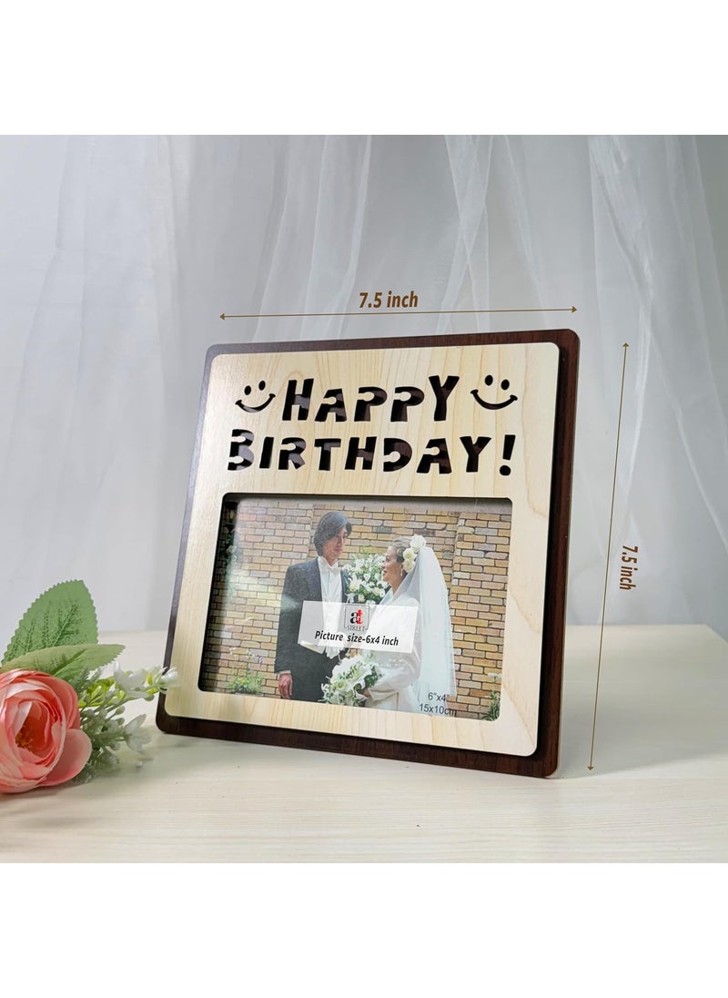 Art Street Art Street MDF Table Photo Frame With Happy Birthday Engraved, Cutout Picture Frame - Birthday Gift, Anniversary, Perfect for Home Decor- Photo Size 4x6 inch  - Image 3