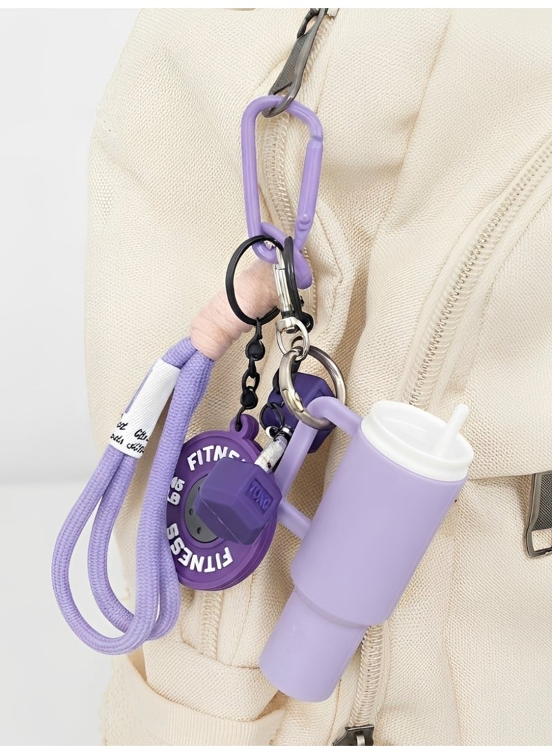 Aura Style 4-in-1 Fitness Keychain - Purple Gym Bag Charm with Trendy Travel Tumbler & Dumbbell - Cute Silicone Workout Accessory - Image 5