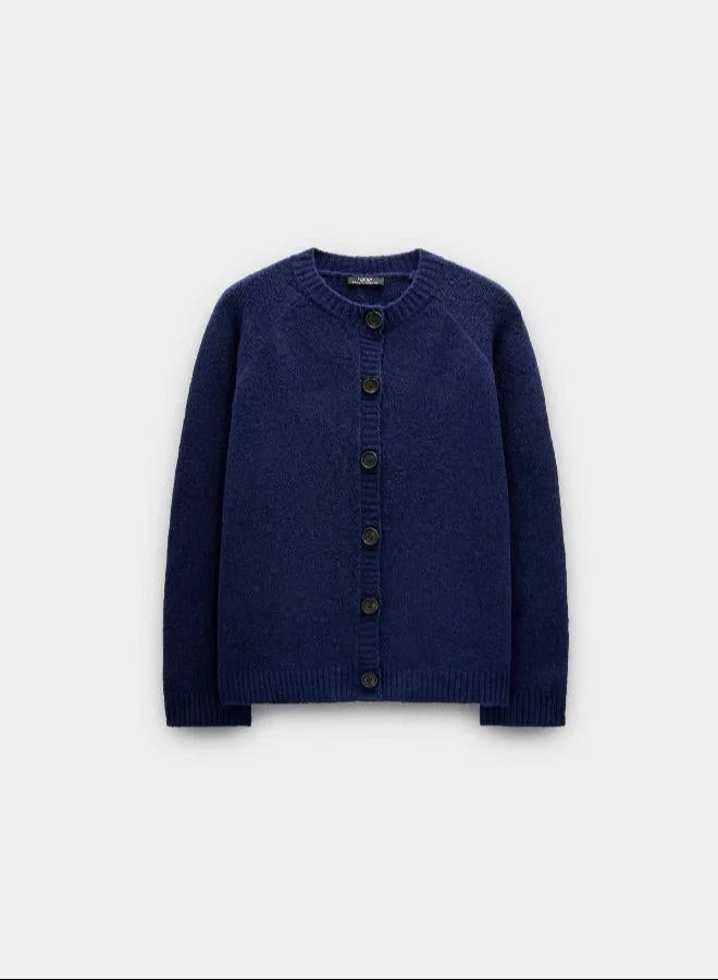 PARFOIS Blue Plain knit cardigan for Women | Best Price UAE