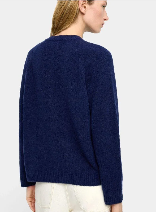 PARFOIS Blue Plain knit cardigan for Women | Best Price UAE