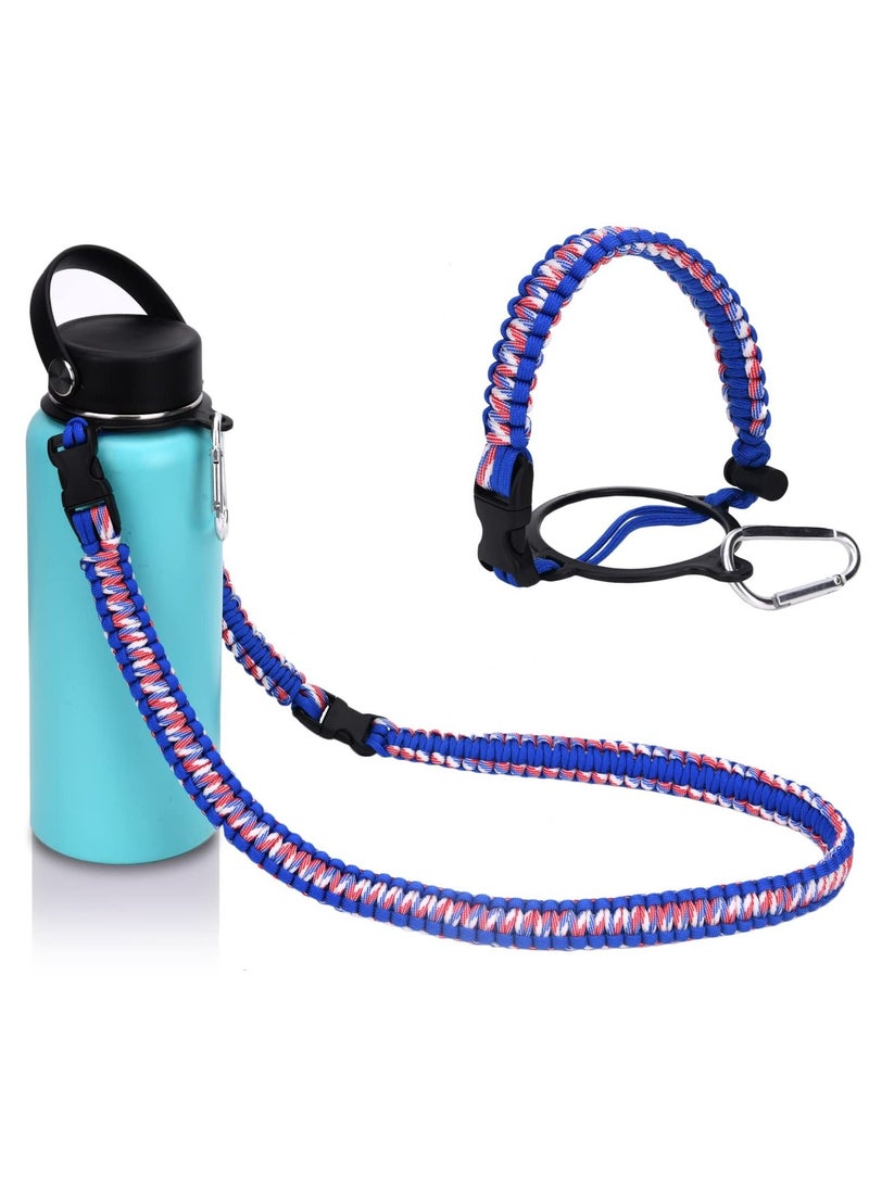 Generic Paracord Handle Shoulder Strap Compatible with Hydro Flask Wide Mouth Water Bottles 12oz To 64oz(Not for The New Hydro Flask 2.0) Bottle Strap For Walking Hiking Camping（Blue/Pink）  - Image 1