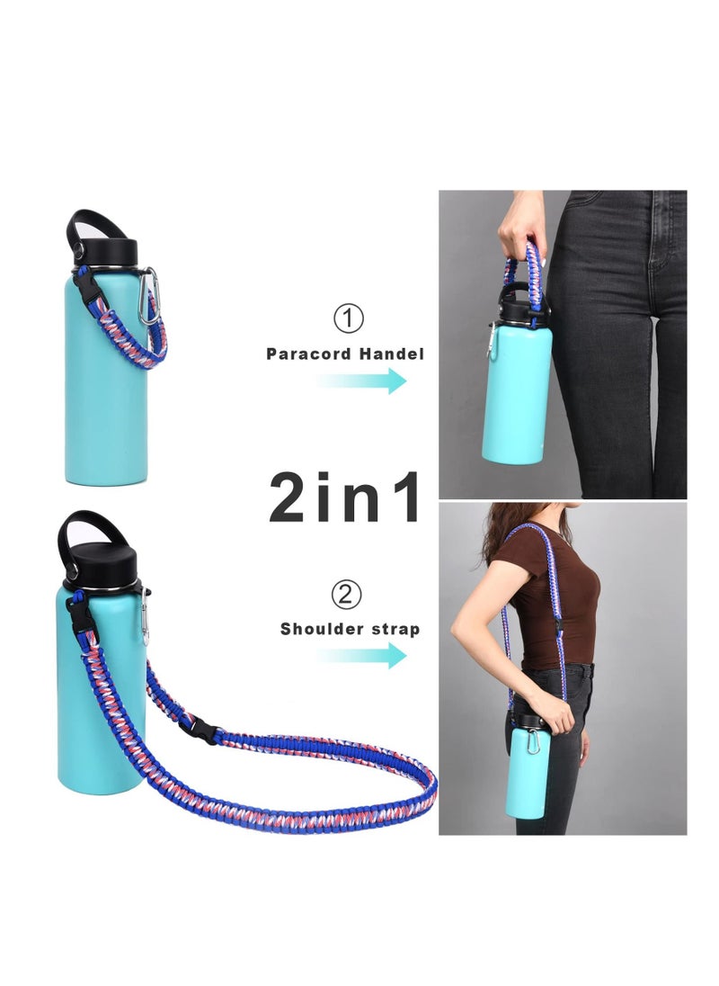 Generic Paracord Handle Shoulder Strap Compatible with Hydro Flask Wide Mouth Water Bottles 12oz To 64oz(Not for The New Hydro Flask 2.0) Bottle Strap For Walking Hiking Camping（Blue/Pink）  - Image 3