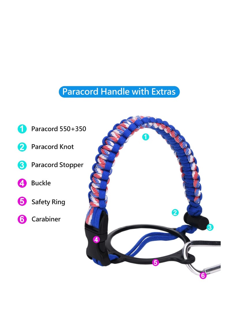 Generic Paracord Handle Shoulder Strap Compatible with Hydro Flask Wide Mouth Water Bottles 12oz To 64oz(Not for The New Hydro Flask 2.0) Bottle Strap For Walking Hiking Camping（Blue/Pink）  - Image 4