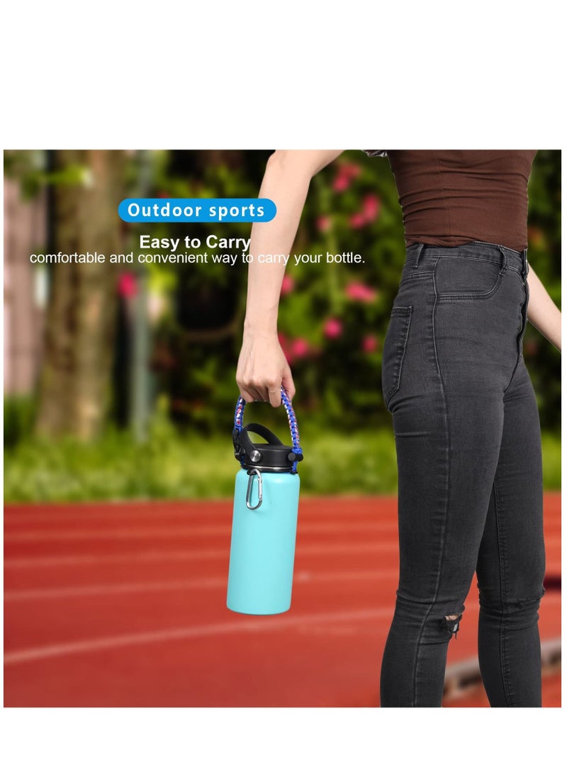 Paracord Handle Shoulder Strap Compatible with Hydro Flask Wide Mouth Water Bottles 12oz To 64oz(Not for The New Hydro Flask 2.0) Bottle Strap For Walking Hiking Camping（Blue/Pink）