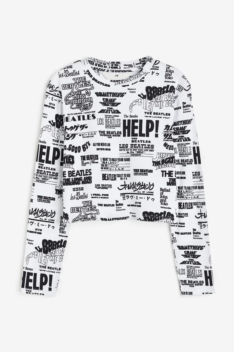 H&M Youth Text Aop Jersey Top