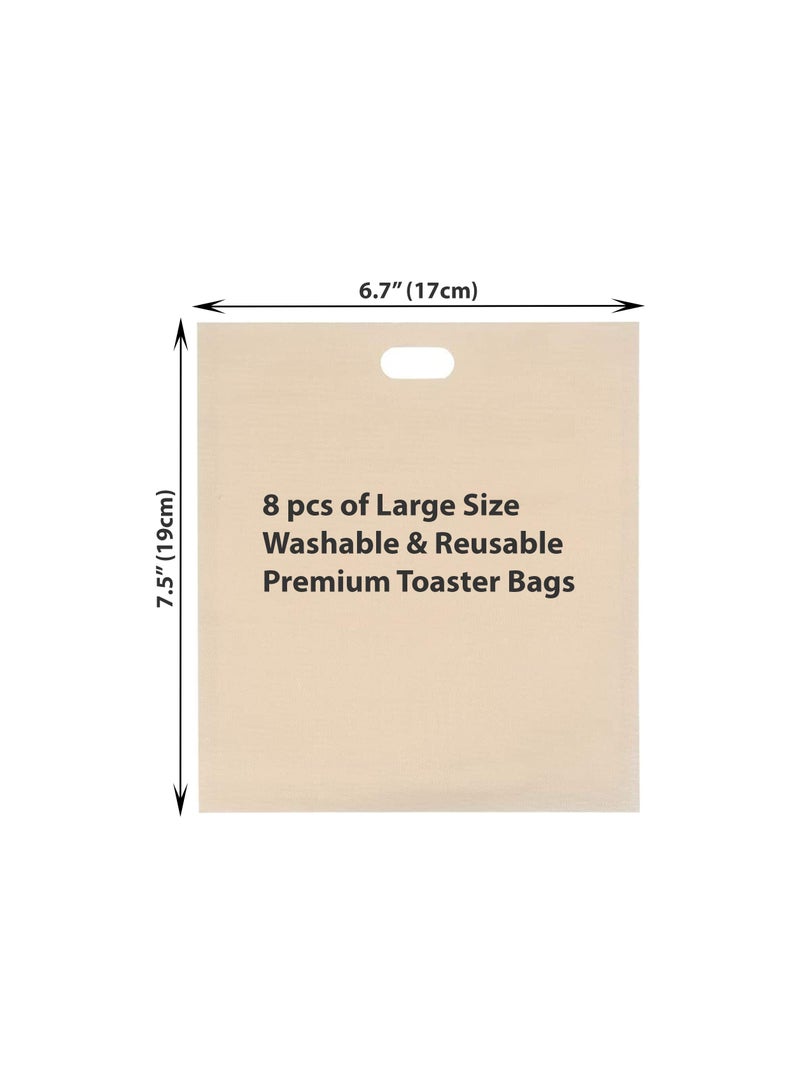 SOLARAE Reusable Non-Stick Toaster Bags - 100% BPA & Gluten Free, Heat Resistant, Premium Toastie Bags for Grilled Cheese, Pizza, Panini - Easy to Clean, Safest on the Market (8 Pack) - Beige - Image 5