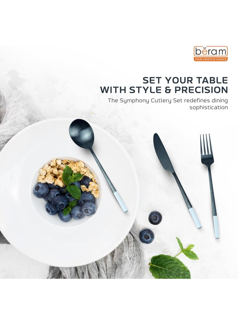 BERAM Symphony Stainless Steel Cutlery Set 30 pcs Harmonious Black and White Designs, Knives, Forks, Spoons, Kitchen Utensils Set, Tableware Set For Home, Restaurants, Hotels, and More - Image 5