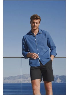 trendyol Navy Blue Regular Fit 100% Cotton Shirt TMNSS24GO00063  - Image 3