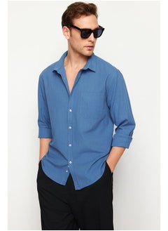 trendyol Navy Blue Regular Fit 100% Cotton Shirt TMNSS24GO00063  - Image 1