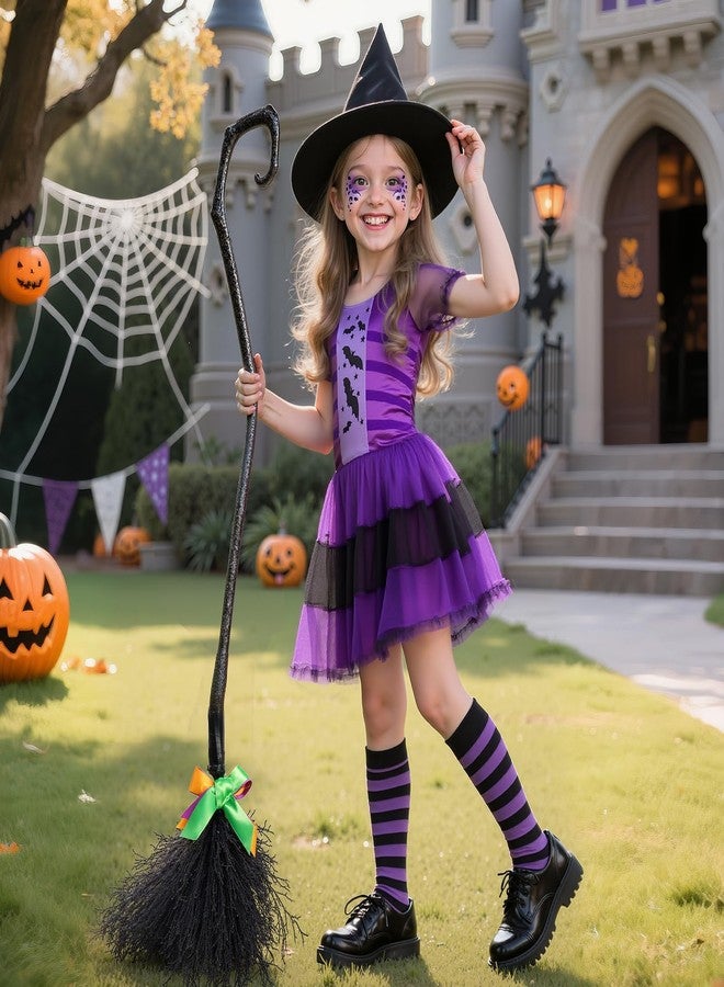 PEADUCK Kids Witch Costume for Girls, Toddler Witch Costume with Hat and Broom, Halloween Costumes Dress Up Role Play Set, Halloween Party Costumes for Girls 3-12 - Image 2