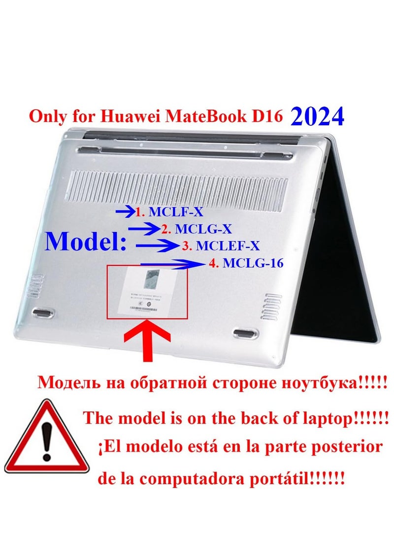 Laptop Case Compatible with Huawei Matebook D16 2024 16 Inch Model MCLF-X MCLG-16 MCLEF-X Crystal PC Cover Laptop Protective Hard Shell (Crystal Black) - Image 2
