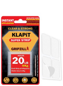 KLAPiT KLAPiT SUPER STRIP GRIPZILLA - Heavy Duty Double Sided Nano Mounting Tape for Hanging Pictures. Glue-Free Fix for Furniture, Kitchen Accessories, Carpet and Foam, with Four Precut Squares (16pc)  - Image 1