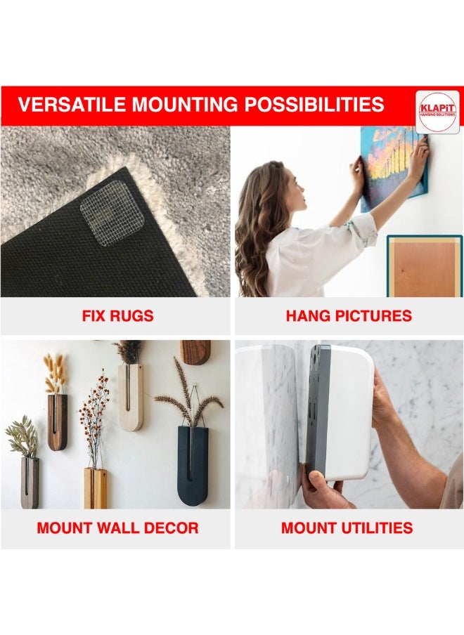 KLAPiT - KLAPiT SUPER STRIP GRIPZILLA - Heavy Duty Double Sided Nano Mounting Tape for Hanging Pictures. Glue-Free Fix for Furniture, Kitchen Accessories, Carpet and Foam, with Four Precut Squares (16pc) - Image 1