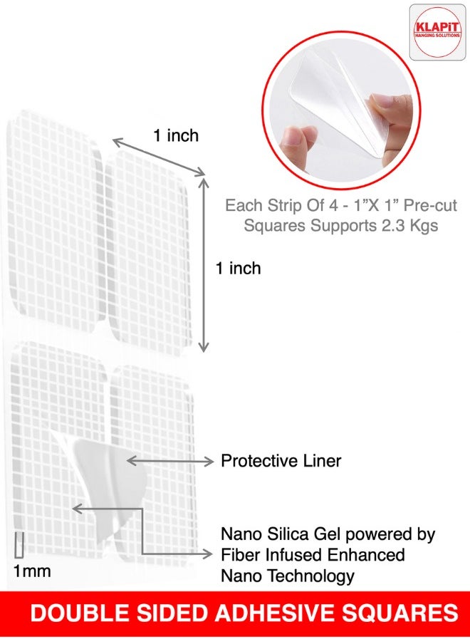 KLAPiT - KLAPiT SUPER STRIP GRIPZILLA - Heavy Duty Double Sided Nano Mounting Tape for Hanging Pictures. Glue-Free Fix for Furniture, Kitchen Accessories, Carpet and Foam, with Four Precut Squares (16pc) - Image 1