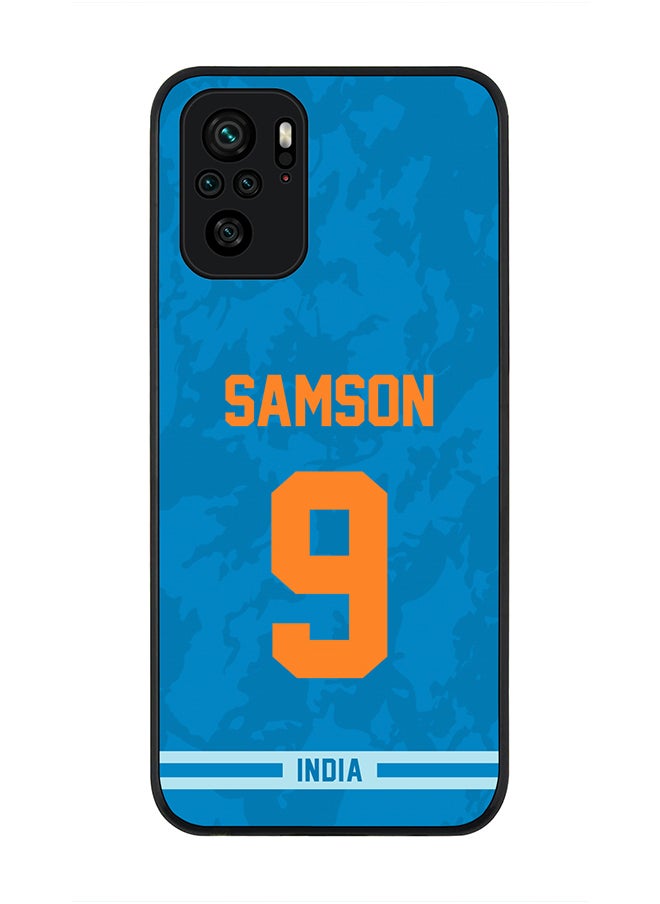 Stylizedd - Rugged Black Edge Case for Redmi Note 10S / Redmi Note 10 4G, Slim fit Soft Case Flexible thin Cover - Player Name - Sanju Samson, Jersey Number- 9 - Image 1