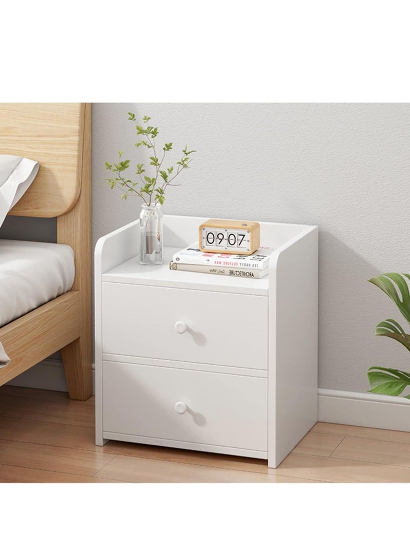 Generic Bedside Table, Nightstand End Side Table with 2 Drawers Shelf, Wooden Sofa Bed Side Storage Stand Cabinet for Bedroom Modern Assemble Storage Cabinet Bedroom Coffee Table (White)  - Image 1