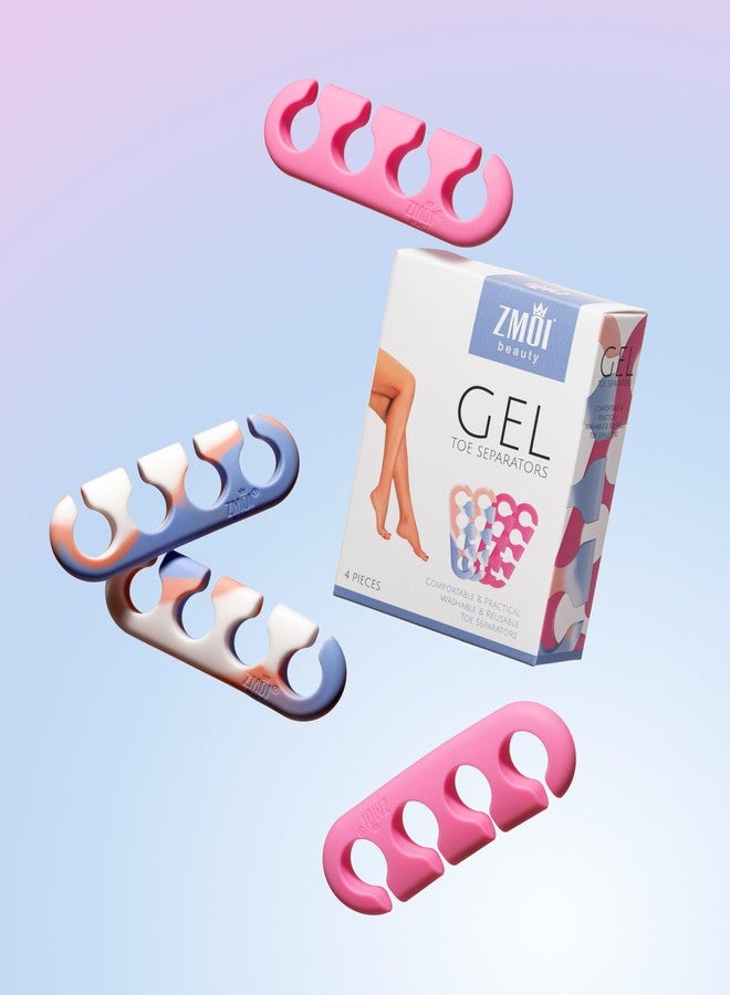 ZMOI Gel Toe Separators for Women & Men - 4 Pieces Soft Silicone Pedicure Toe Spacers for Separating Toenails - Toe Polish Separators, Yoga, Relaxing, Nail Art and more - (Pink & Blue Ombre) - Image 2