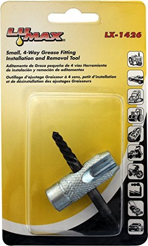 LUMAX LX1426 Silver Small FourWay Grease Fitting Tool Small for 28 Threads AllinOne Tool to Install New Straight and AngleType Fittings - Image 3