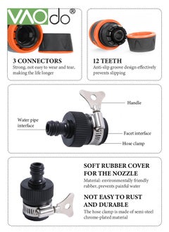 VAOdo 5PCS Garden Hose Nozzle With Universal Interface Heavy Duty Metal Water Hose Nozzle with 8 Adjustable Spray Patterns with Flow Control for Watering Plants & Lawns Washing Cars & Pets  - Image 2
