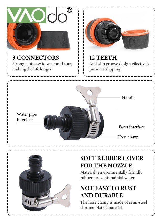 فاو دو 5 قطع من فوهات خرطوم الحديقة مع واجهة عالمية فوهة خرطوم مياه معدنية شديدة التحمل مع 8 أنماط رش قابلة للتعديل مع التحكم في التدفق لسقي النباتات والحدائق وغسل السيارات والحيوانات الأليفة - Image 2