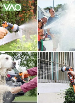 VAOdo 5PCS Garden Hose Nozzle With Universal Interface Heavy Duty Metal Water Hose Nozzle with 8 Adjustable Spray Patterns with Flow Control for Watering Plants & Lawns Washing Cars & Pets  - Image 5