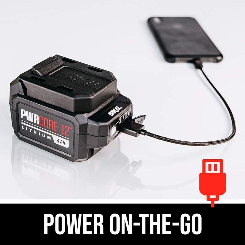 SKIL PWR CORE 12 Brushless 12V 1/4 Inch Hex Right Angle Impact Driver Includes 2.0Ah Lithium Battery and PWR JUMP Charger - RI574502 - Image 4