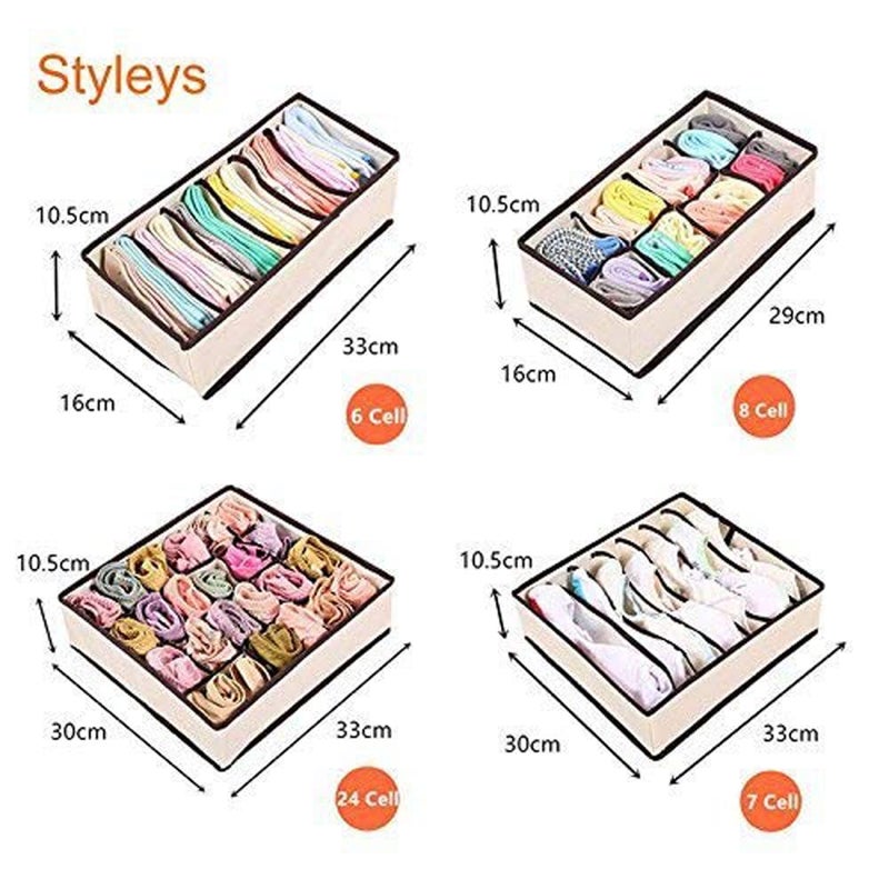 GTC GTC Set of 4 Foldable Drawer Dividers for Underwear Bras and Socks Under Bed Storage Boxes Closet Organizers and Under Bed Organizers Multicolor 342661 - Image 2